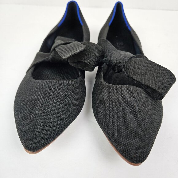Rothy's The Point Mary Jane Bow Tie Ballet Flat Shoe Black 8.5 - Picture 6 of 12